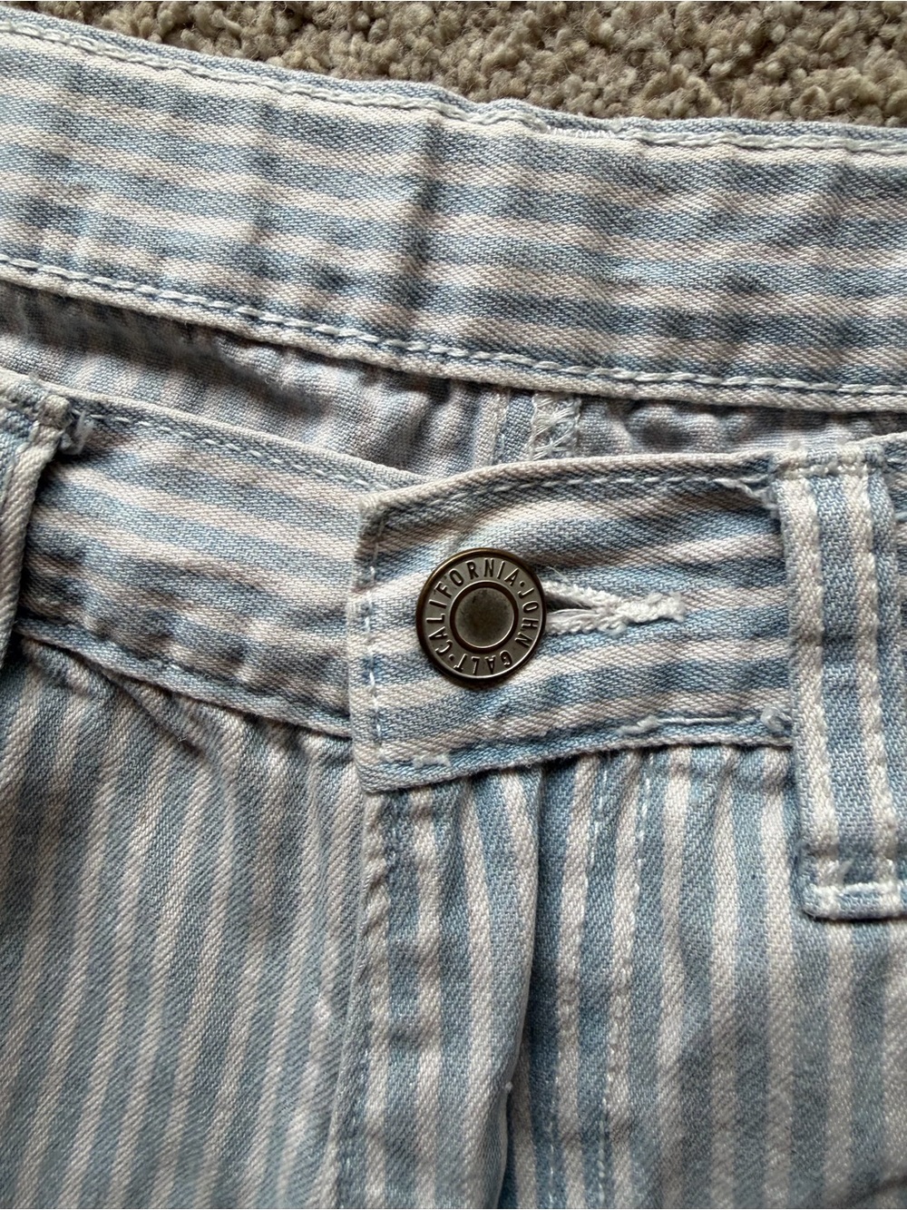 High-Rise Wide-Leg Pinstripe Pants - Light Blue - Picture 3 of 7